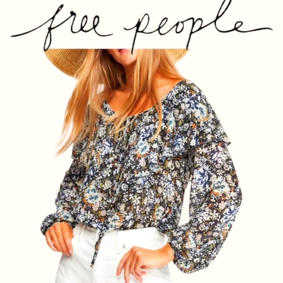 Free People Intimately Say It To Me Bodysuit Black Combo Chiffon Lace Ruffle SM - Picture 1 of 16